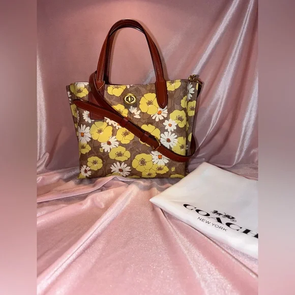 Authentic Coach Willow Tote 24 Floral Signature Canvas w/ Strap & Dust Bag - Picture 10 of 12